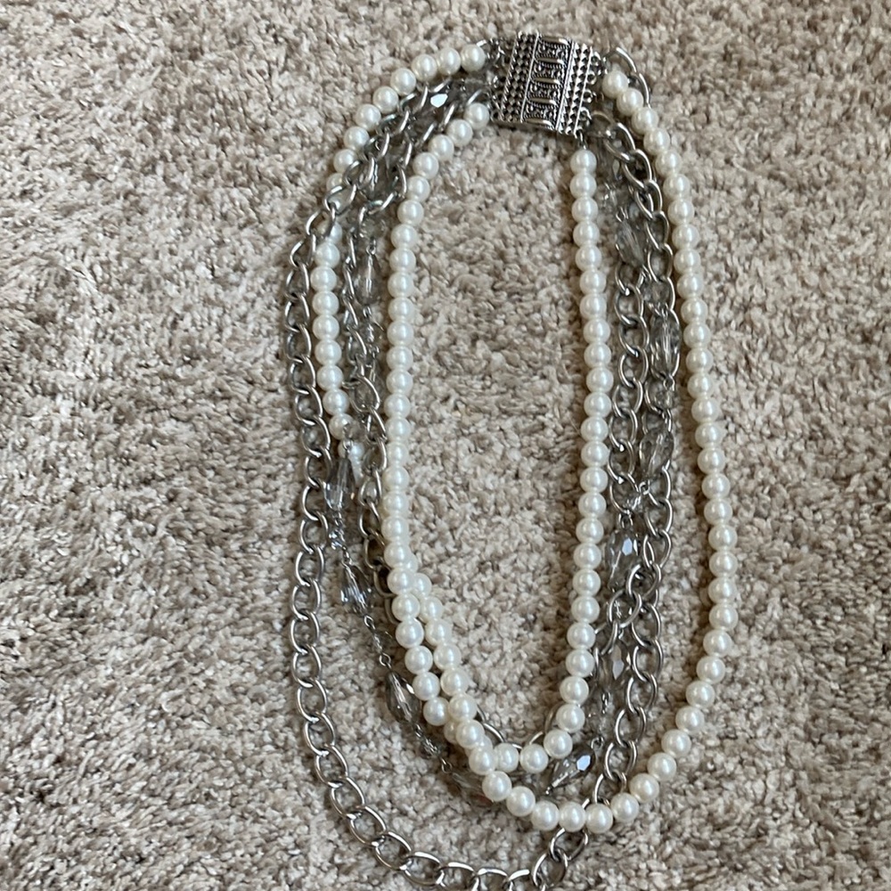 Chain necklace, pearl necklace, punk necklace/ rockabilly necklace